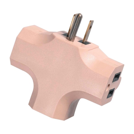 Maxpower Plug Adapter, Grounded, 3 Outlet(s) Tan MA2513425
